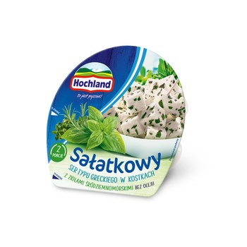 Hochland Sałatkowy ser typu greckiego w kostkach z ziołami śródziemnomorskimi 135 g