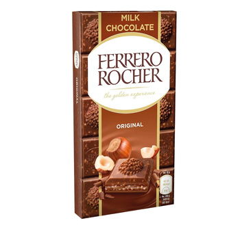 Ferrero Rocher Czekolada mleczna nadziewana z orzechowym nadzieniem i kawałkami orzechów 77 g