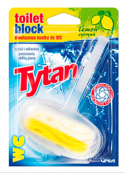 Dwufazowa kostka do WC Tytan cytrynowy koszyczek 40g