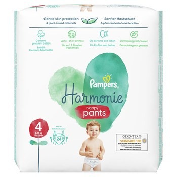 Pampers Harmonie Pieluchomajtki rozmiar 4, 24 pieluszki, 9kg-15kg