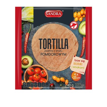 Sandra Tortilla pszenna o smaku pomidorowym 240 g (4 x 60 g)