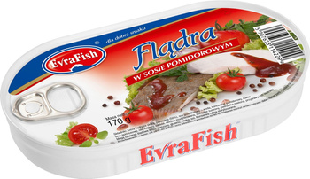 EVRAFISH flądra w sosie pomidorowym 170g