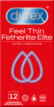 Durex Feel Thin Fetherlite Elite Extra Lubricated Prezerwatywy 12 szt