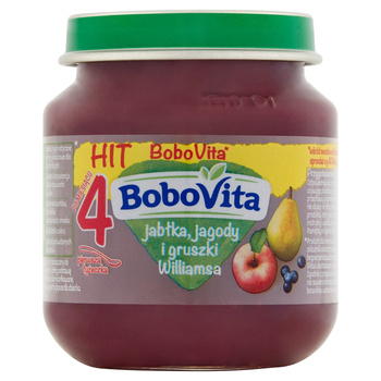 BoboVita Jabłka jagody i gruszki Williamsa po 4 miesiącu 125 g