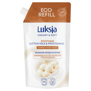 Luksja Creamy & Soft Kremowe mydło w płynie Mleczko bawełniane i Prowitamina B5 400 ml opakowanie uzupełniające