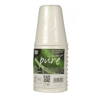 Kubeczki z trzciny cukrowej, "Papstar pure", 0,2 l, średnica 8 cm, 9,1 cm, biały, do gorących napojów, 12 szt