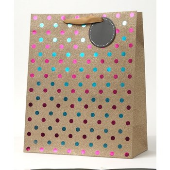 TQ-20 Torebka prezentowa złocona, brokat, średnia