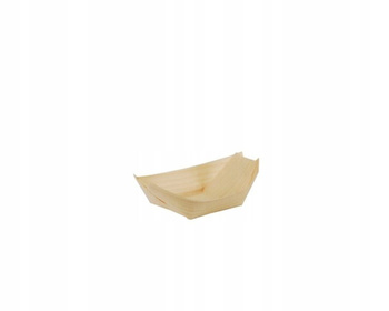 Papstar "Fingerfood" - Miseczki z drewna, "pure", 11 cm x 6,5 cm, "łódka", 50 szt