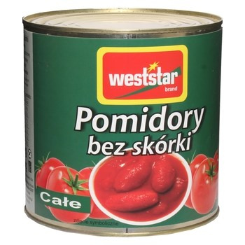 Pomidory całe bez skórki, 2,5kg WESTSTAR