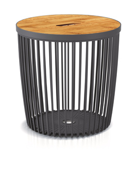 Kosz Clubo z pokrywą bambusową ICLU25T, Prosperplast, antracyt