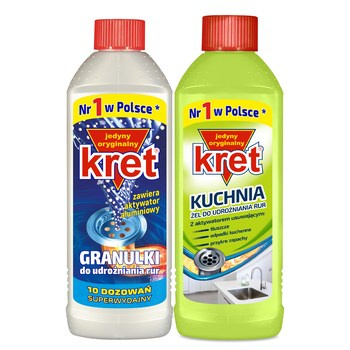 KRET Granulki do udrożniania 400g + Żel 500g Kuchnia Zestaw w super cenie