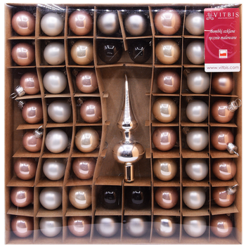 Bombka szklana fi 30 mm/56 sztuk + szpic gładkie mix