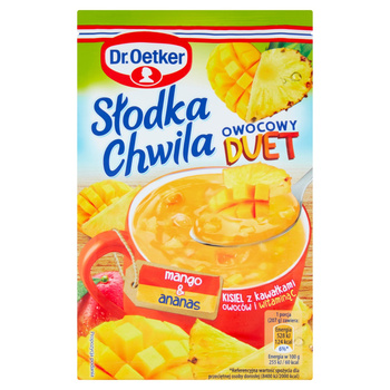 Dr Oetker Słodka Chwila Owocowy Duet Kisiel z kawałkami owoców i witaminą C mango & ananas 32g