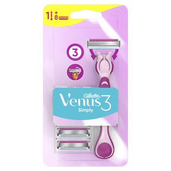 Gillette Simply Venus 3 Rączka maszynki do golenia + 8 ostrzy