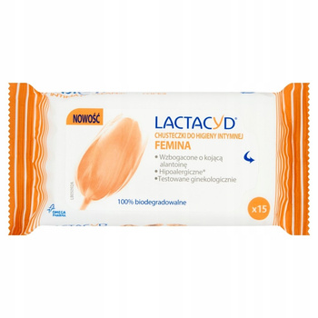 Lactacyd Femina Chusteczki do higieny intymnej 15 sztuk