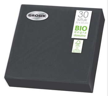Grosik Serwetki stołowe czarne 33 x 33 30 szt.