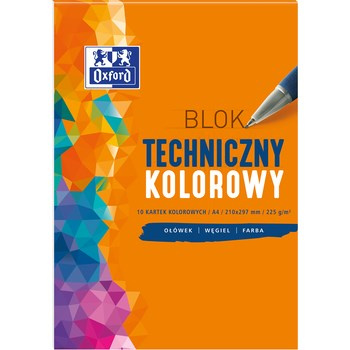 Blok techniczny A4 10 kartek, kolorowy, Oxford
