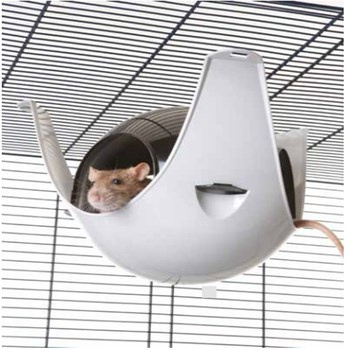 Domek dla małych gryzoni "Sputnik"; duży,  wymiary:  30 x 26,9 x 15,6 cm;  kolory:  czarno-szary,  zielono-niebieski