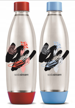 SodaStream  butelka 2x1L_   MISTY BLUE/MANDARIN RED FUSE