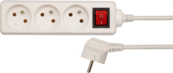 Przedłużacz elektryczny /biały/ 3gniazda z uziemieniem z wyłącznikiem 1,5m