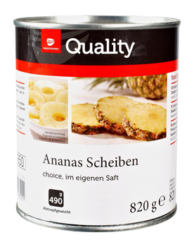 TGQ Ananas w plastrach w soku ananasowym 820 g