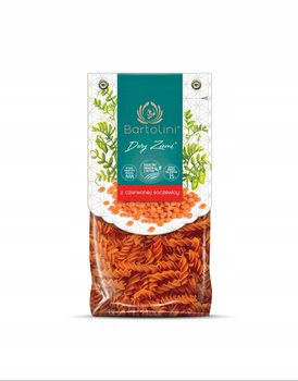 Bartolini Dary Ziemi Makaron 100 % z czerwonej soczewicy świderek nr 2 250 g