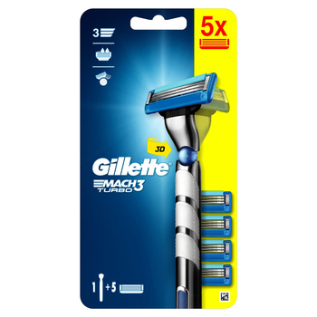 Gillette Mach3 Turbo Maszynka dogolenia dla mężczyzn + 5 ostrzy wymiennych