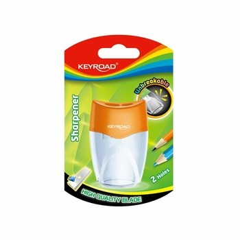 Temperówka plastikowa KEYROAD nietłukąca podwójna z pojemnikiem mix blister