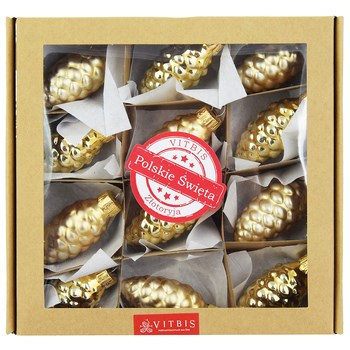 Vitbis Bombka szklana szyszka mała/20 szt. gładkie złote