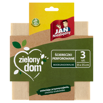 Jan Niezbędny Zielony dom Ściereczki perforowane biodegradowalne 35 cm x 35 cm 3szt