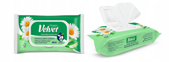 Velvet Camomile & Aloe Vera Nawilżany papier toaletowy 42 sztuki