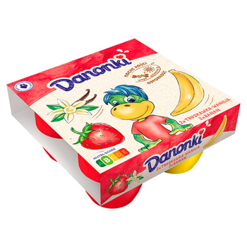 Danone Danonki Mega Serek truskawka-wanilia banan 360 g (4 x 90 g)