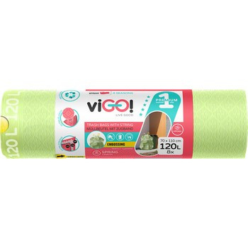 viGO! Eko Worki LD z taśmą 4 SEASONS SPRING limonka 120 l 8szt