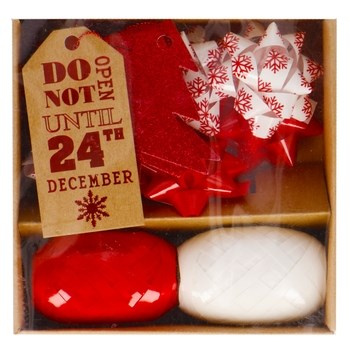 Zestaw do pakowania prezentów INCOOD tagi wstążki i rozetki BN czerwony