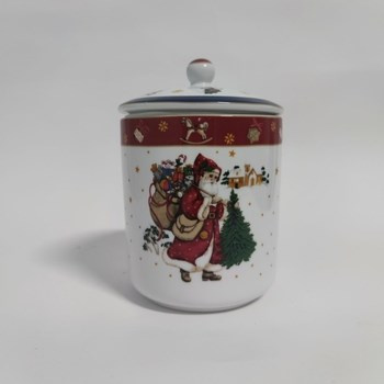 Puzderko 14x11cm Cicha noc czerwone Porcelana Bogucice