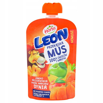 Hortex Leon Mus owocowo-warzywny jabłko brzoskwinia banan marchew dynia 100 g
