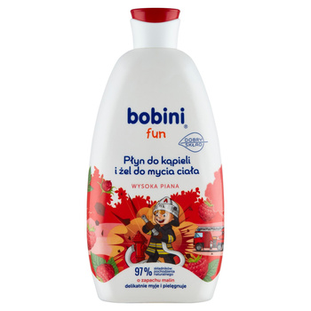 BOBINI Fun Płyn do kąpieli i żel do mycia Wysoka piana o zapachu malin 500ml