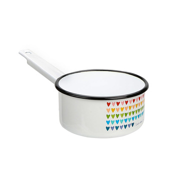 Rondel emaliowany z trzonkiem 1,0l Biały Love Silesia