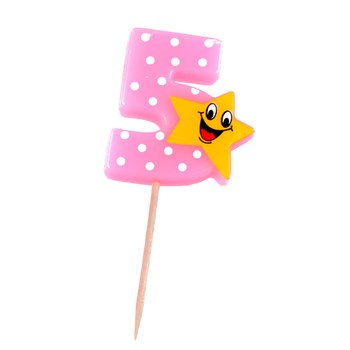 Świeczka cyferka z gwiazdką numer 5