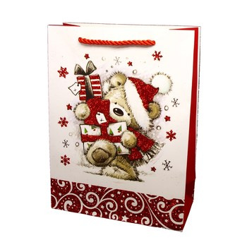 TY-30S torebka prezentowa świąteczna, 3D, bogaty brokat, hologramstamping