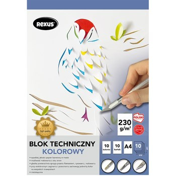 Blok Techniczny kolorowy A4/10k. Premium Rexus
