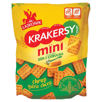Lajkonik Krakersy mini o smaku ser i cebulka 100 g