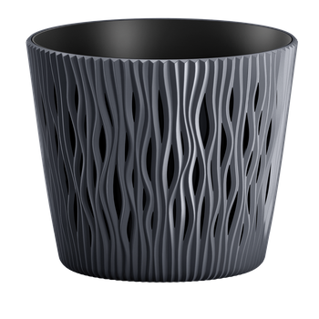 Doniczka Prosperplast Sandy Round , śr. 19 cm, antracyt, z wkładem