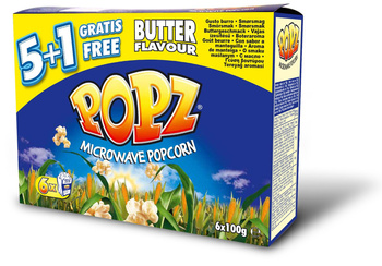 POPZ Popcorn do mikrofalówki maślany 6 w cenie 5 600 g