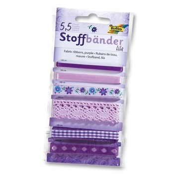 Wstążki materiałowe FOLIA purpurowe 6szt mix kolorów