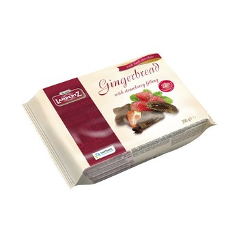 Lambertz Pierniki w czekoladzie z nadzieniem truskawkowym 250g