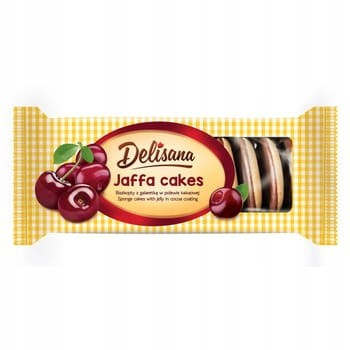 DELISANA Biszkopty z galaretką o smaku wiśniowym w polewie kakaowej 135g