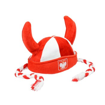 Czapka rogi z warkoczami "Biało-Czerwoni"