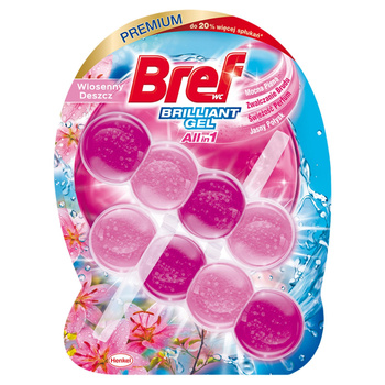 Bref WC Brilliant Gel All in 1 Zawieszka myjąco-zapachowa do muszli WC wiosenny deszcz 2 x 42 g
