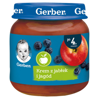 Gerber Krem z jabłek i jagód dla niemowląt po 4 miesiącu 125g
